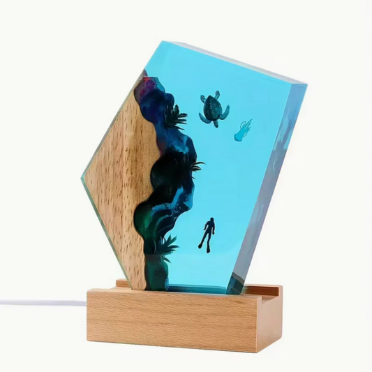 Turtle, Whale and Jellyfish Resin Lamp