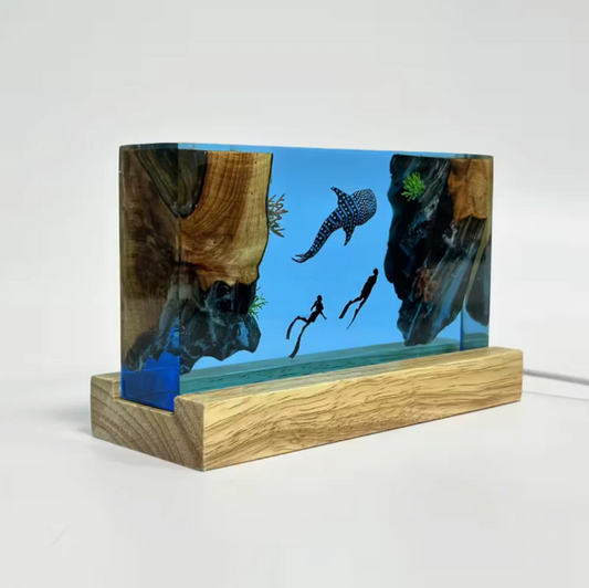 Divers and Whale Resin Lamp